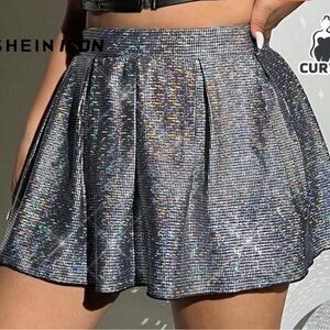 Shimmering Silver Skater Skirt